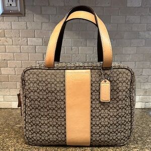 Vintage Coach 1941 Canvas and Leather Travel or Cosmetic Bag